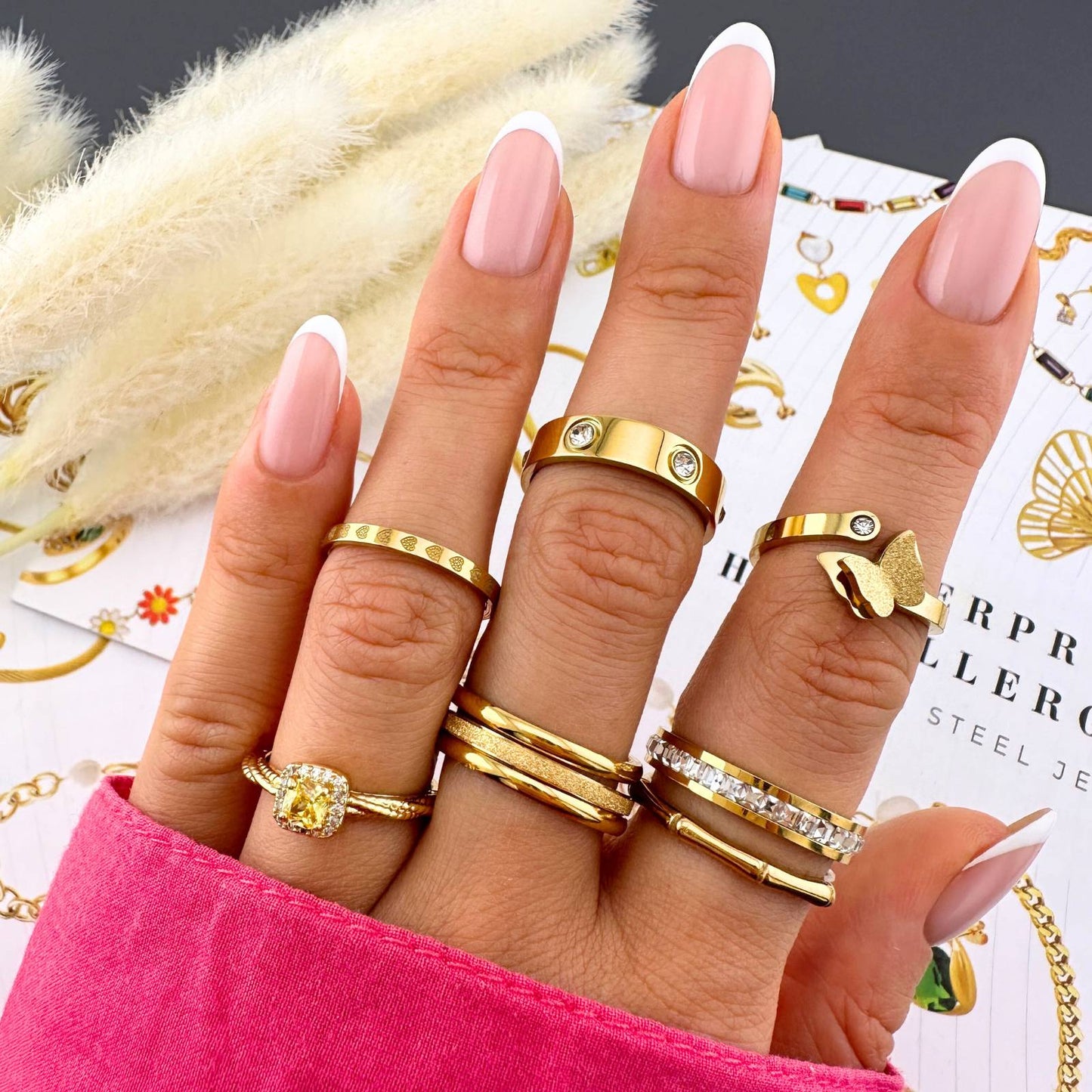 Butterfly Ring, 18K Gold Plated Steel