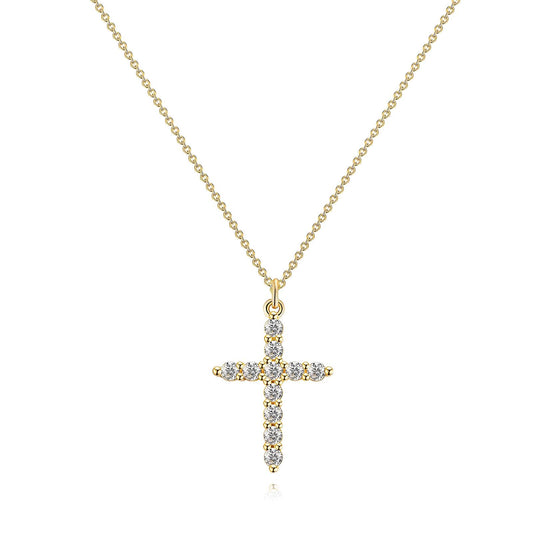 Cross Necklace, 18K Gold Plated Steel