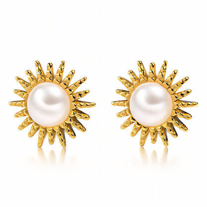 Earrings, 18K Gold Plated Steel