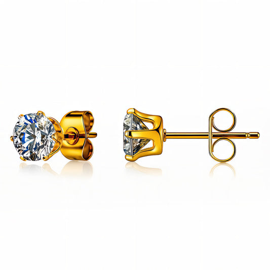 Earrings, 18K Gold Plated Steel