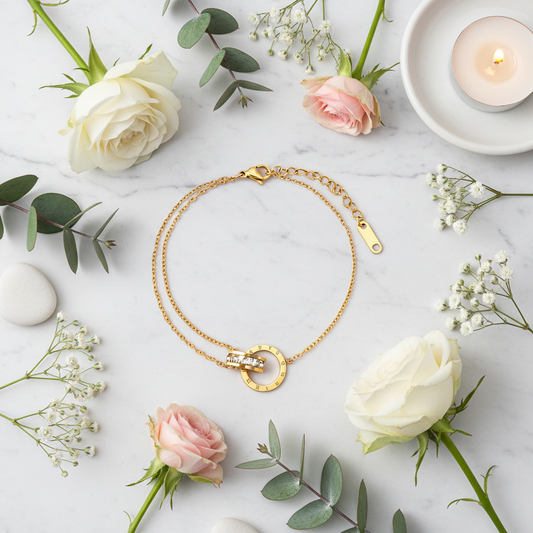 Flat lay with flowers on marble