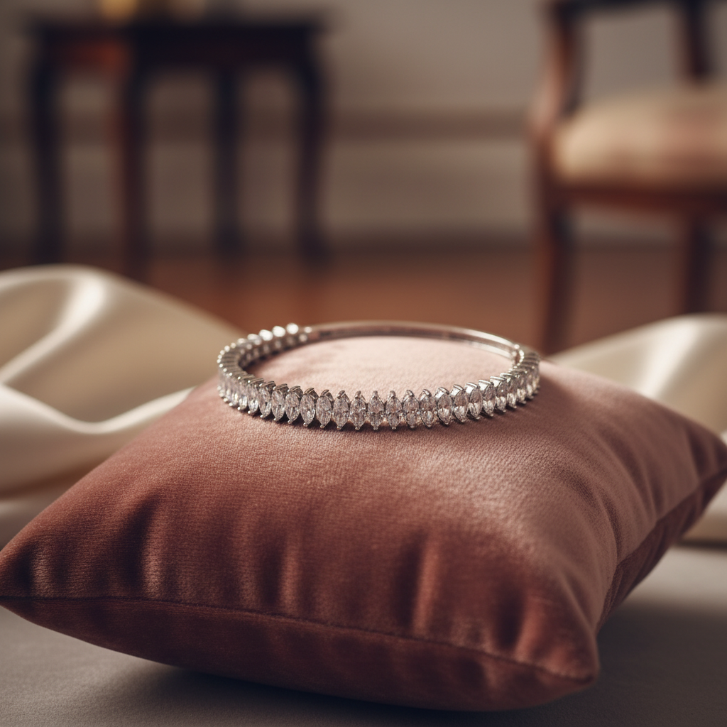 Crystal marquise bracelet on velvet cushion