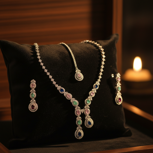 Multi-colored set on elegant cushion