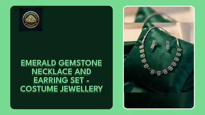 Emerald Gemstone Necklace and Earring Set - Costume Jewellery by@Outfy